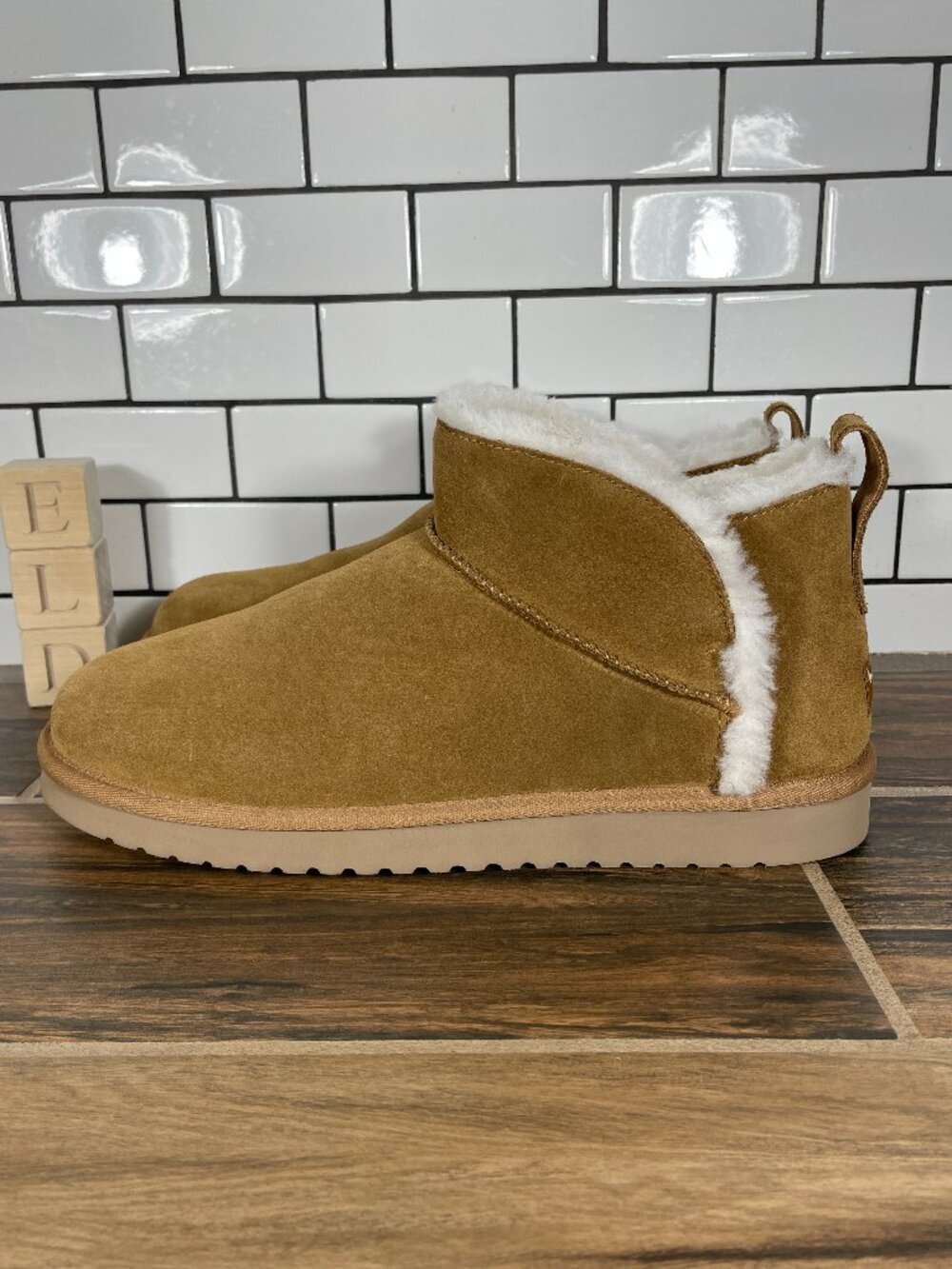 Koolaburra By UGG Koola Ultra Mini Shoes Womens 12 Chestnut Suede Faux Fur Boot